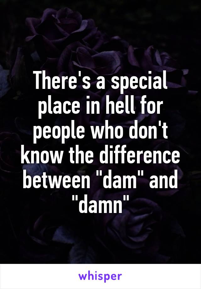 There's a special place in hell for people who don't know the difference between "dam" and "damn"