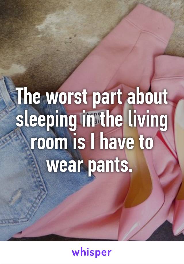 The worst part about sleeping in the living room is I have to wear pants. 