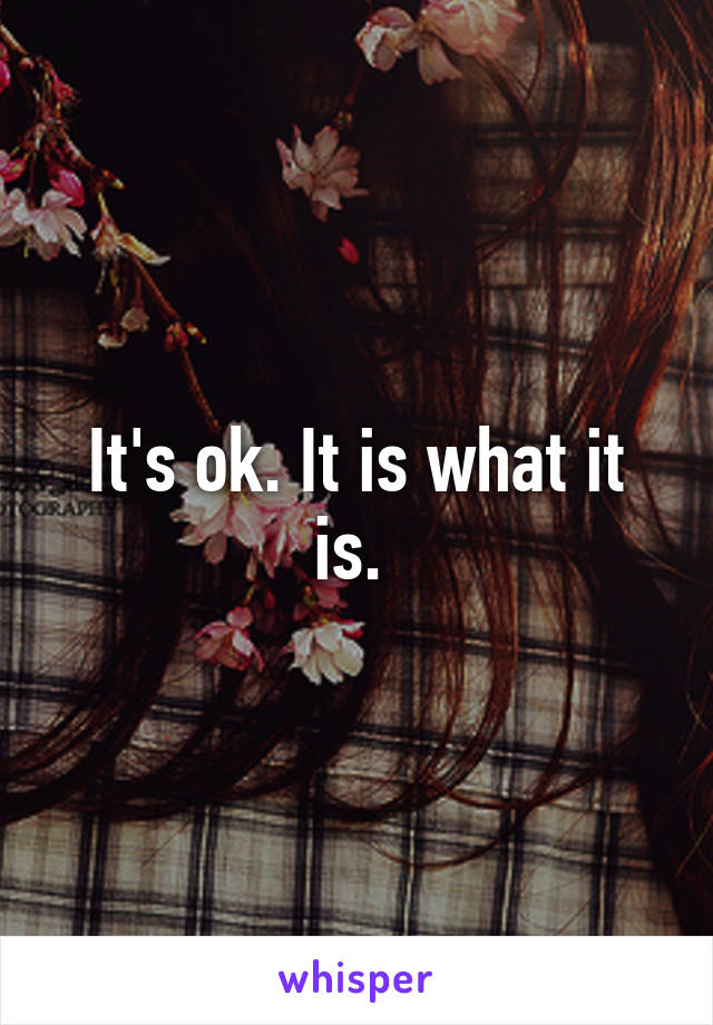 It's ok. It is what it is. 