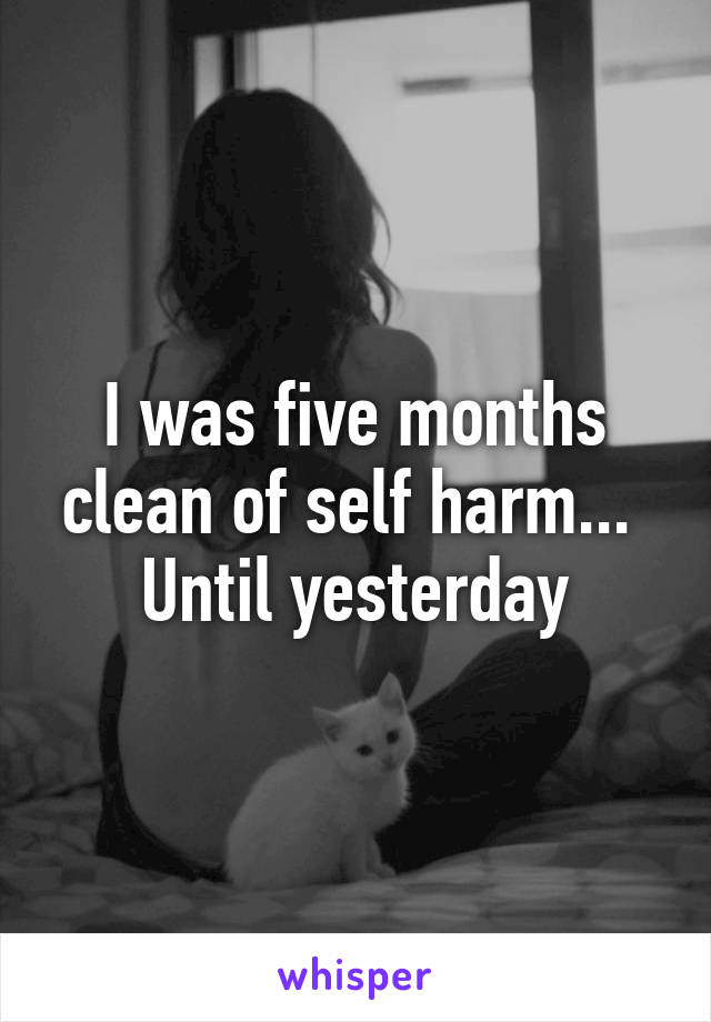 I was five months clean of self harm... 
Until yesterday