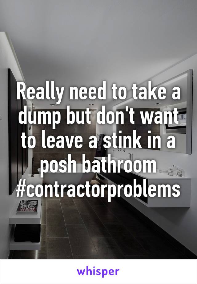 Really need to take a dump but don't want to leave a stink in a posh bathroom
#contractorproblems