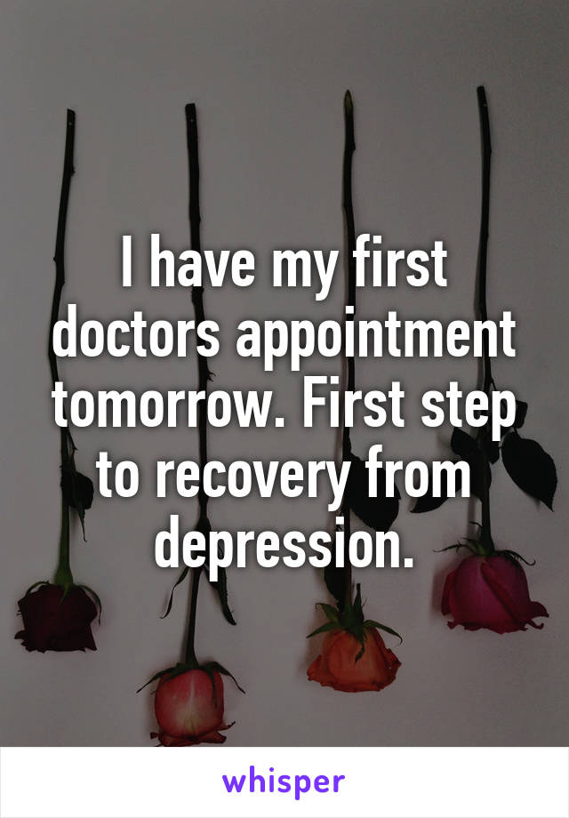 I have my first doctors appointment tomorrow. First step to recovery from depression.