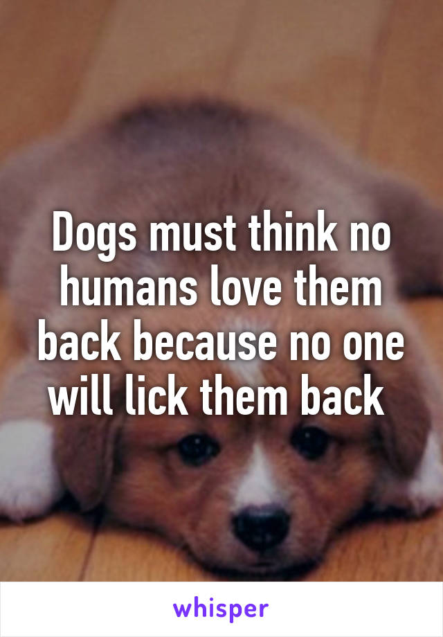 Dogs must think no humans love them back because no one will lick them back 