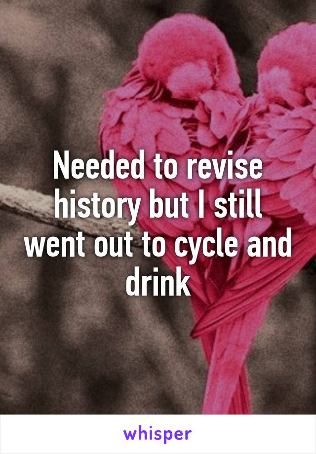 Needed to revise history but I still went out to cycle and drink