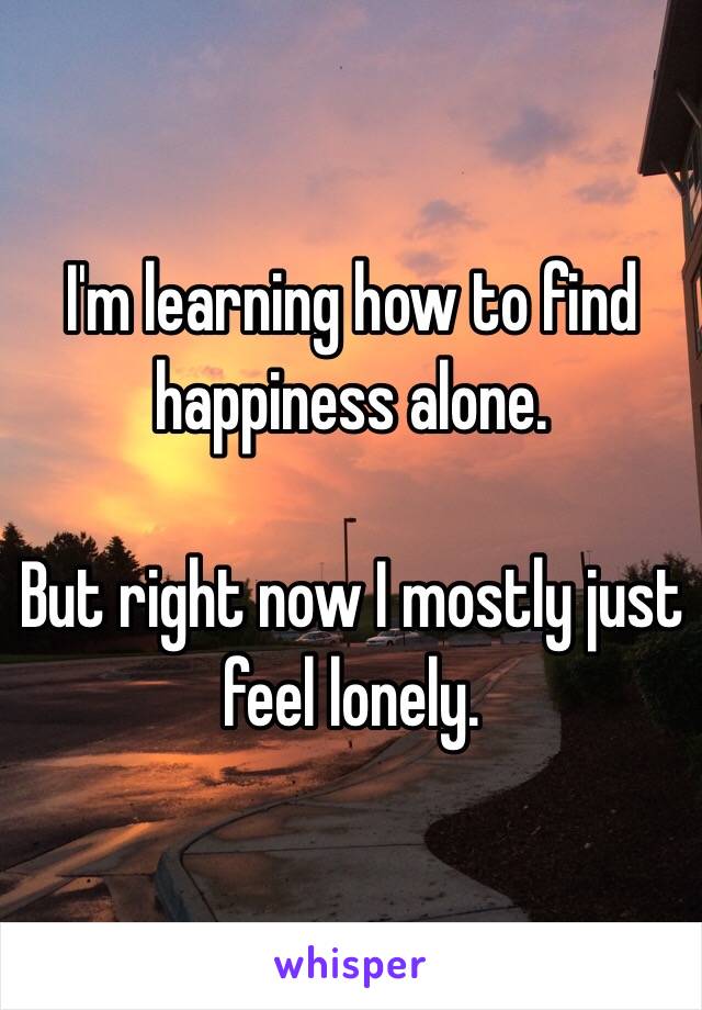 I'm learning how to find happiness alone.

But right now I mostly just feel lonely.