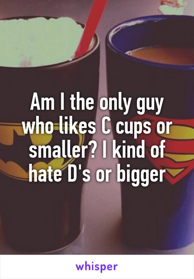 Am I the only guy who likes C cups or smaller? I kind of hate D's or bigger