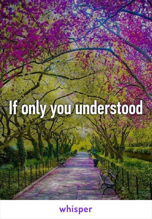 If only you understood