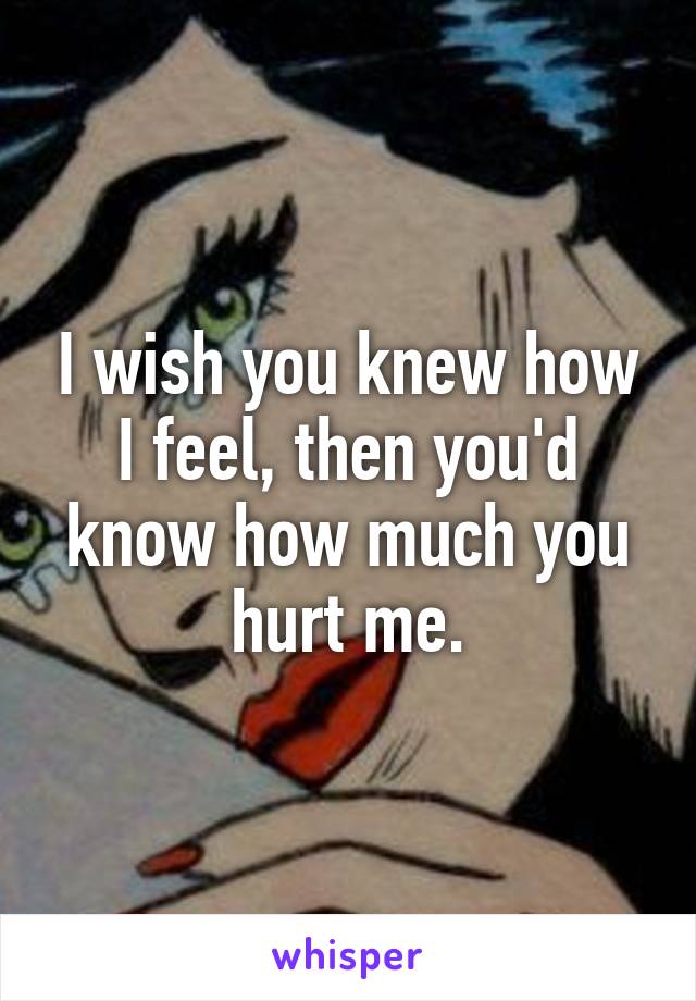 I wish you knew how I feel, then you'd know how much you hurt me.