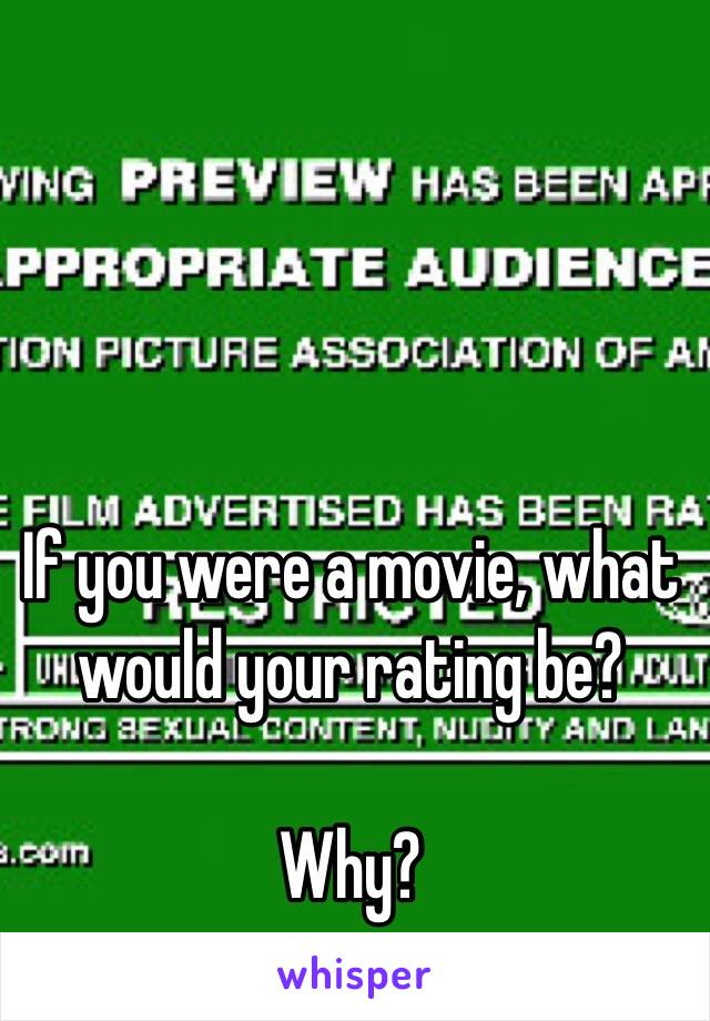 If you were a movie, what would your rating be?

Why?