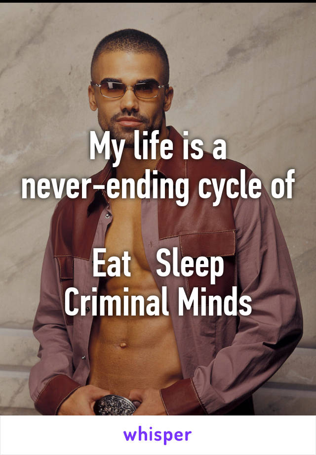 My life is a never-ending cycle of 
Eat   Sleep
Criminal Minds