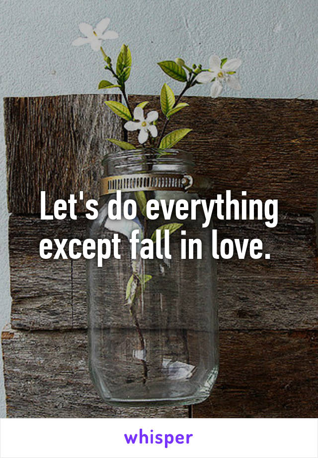 Let's do everything except fall in love. 