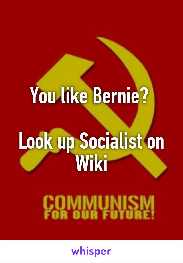 You like Bernie? 

Look up Socialist on Wiki