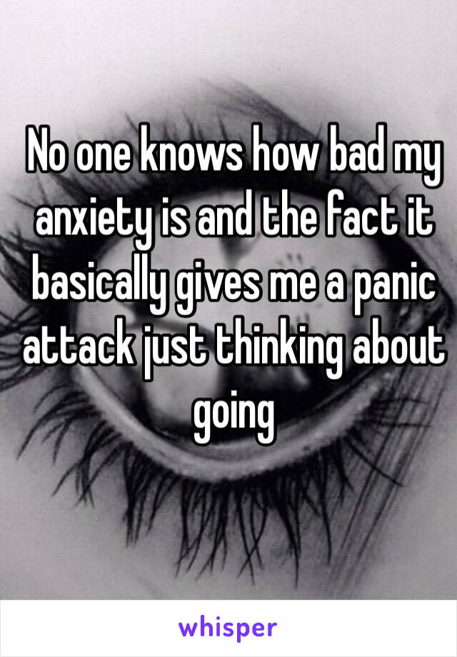 No one knows how bad my anxiety is and the fact it basically gives me a panic attack just thinking about going 