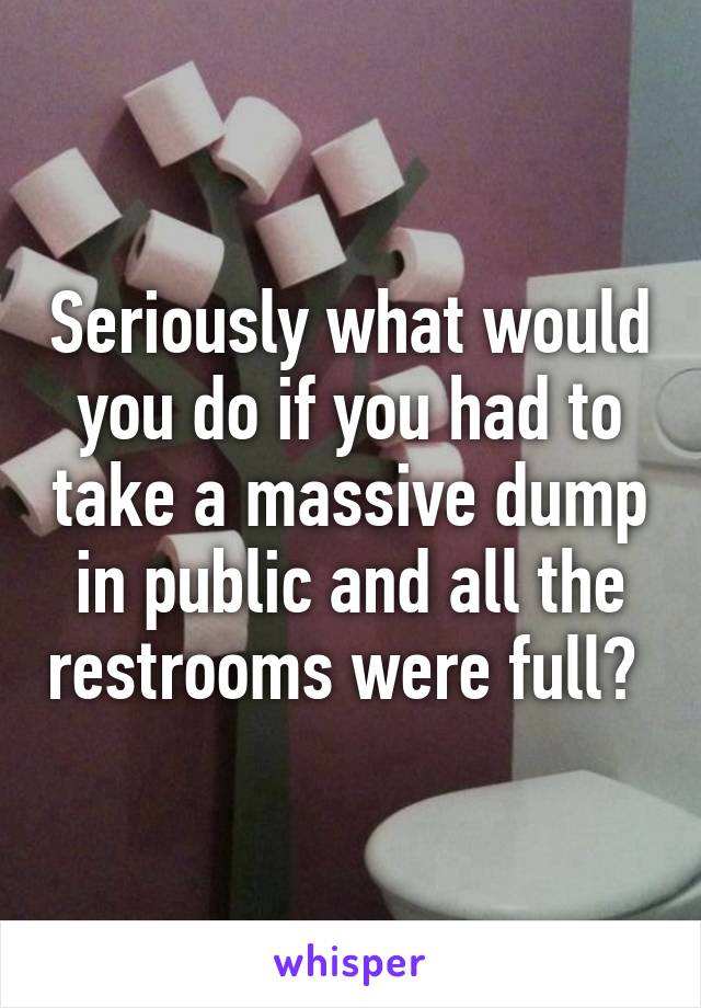 Seriously what would you do if you had to take a massive dump in public and all the restrooms were full? 