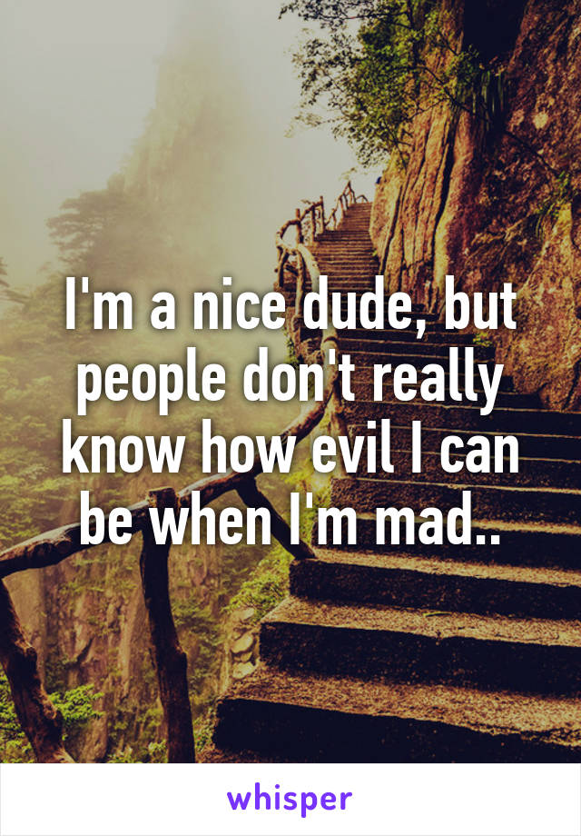 I'm a nice dude, but people don't really know how evil I can be when I'm mad..