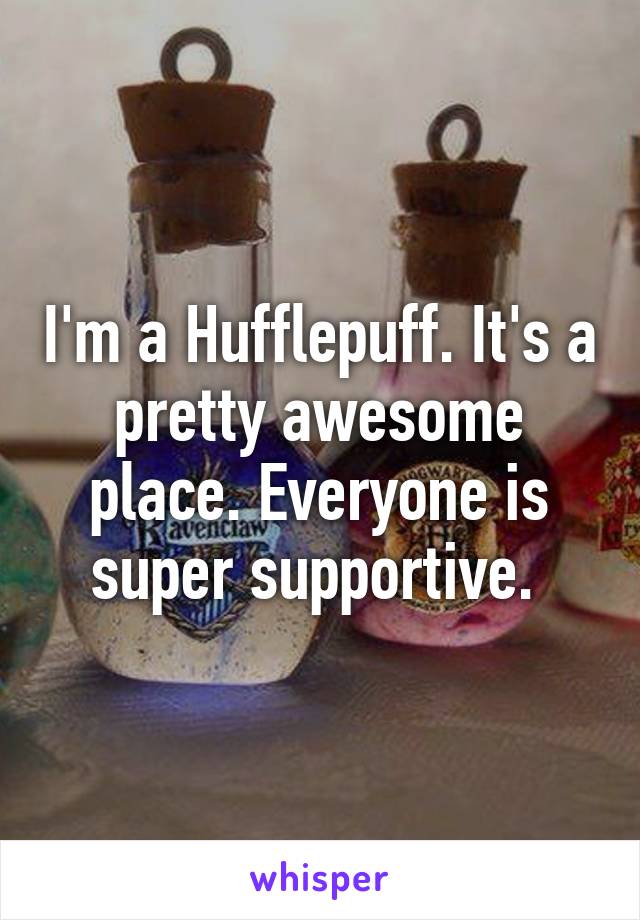 I'm a Hufflepuff. It's a pretty awesome place. Everyone is super supportive. 