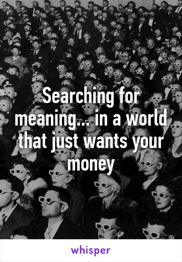 Searching for meaning... in a world that just wants your money