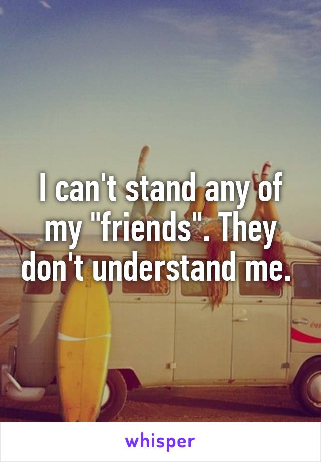 I can't stand any of my "friends". They don't understand me. 