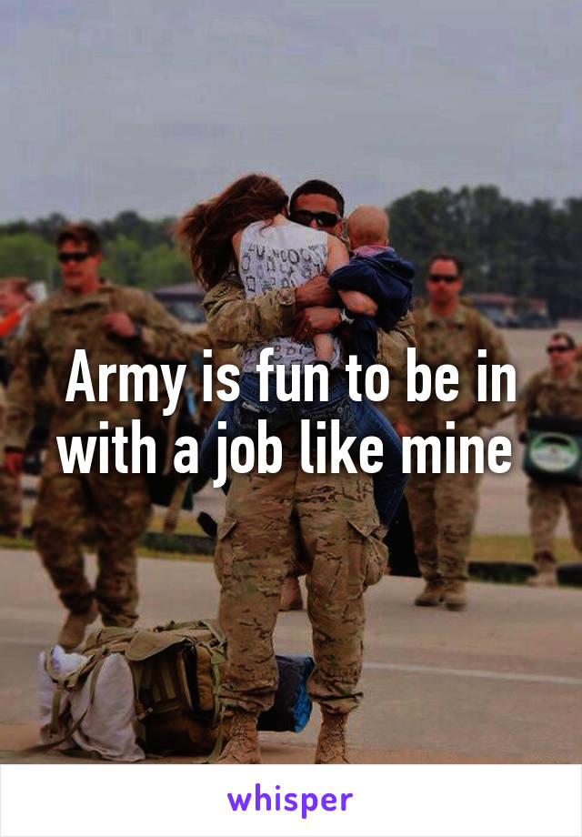 Army is fun to be in with a job like mine 