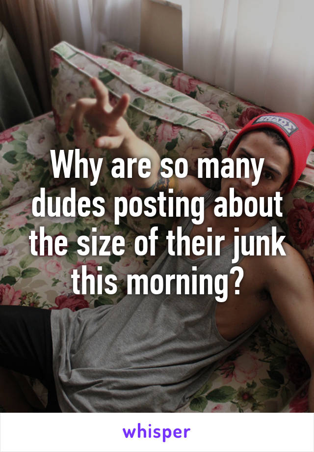 Why are so many dudes posting about the size of their junk this morning?