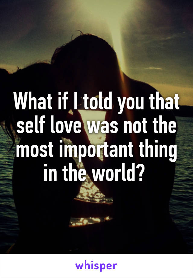 What if I told you that self love was not the most important thing in the world? 