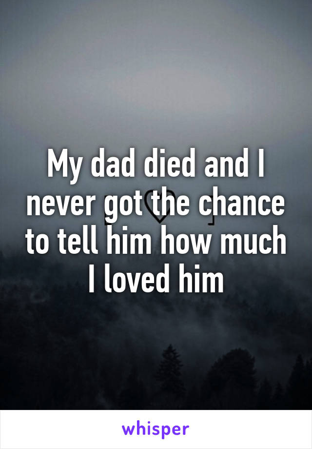 My dad died and I never got the chance to tell him how much I loved him