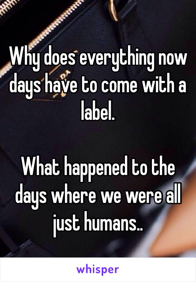 Why does everything now days have to come with a label.

What happened to the days where we were all just humans..