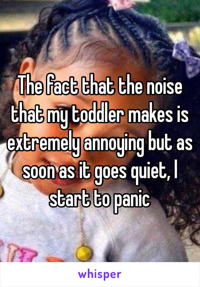 The fact that the noise that my toddler makes is extremely annoying but as soon as it goes quiet, I start to panic 