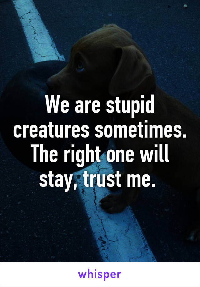 We are stupid creatures sometimes. The right one will stay, trust me. 