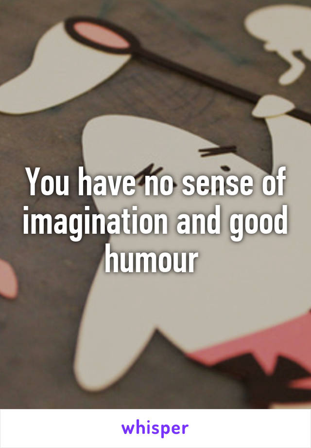 You have no sense of imagination and good humour 