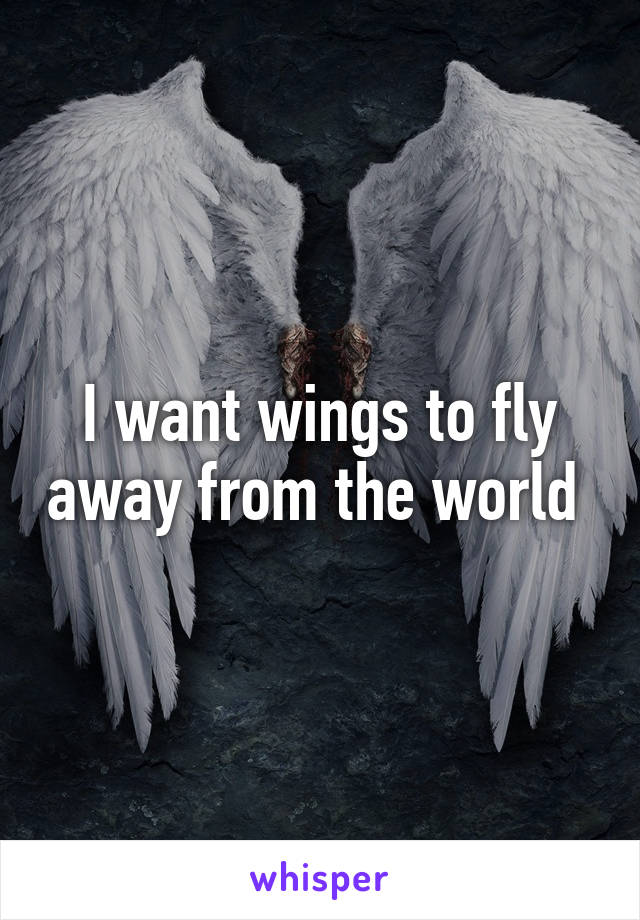 I want wings to fly away from the world 