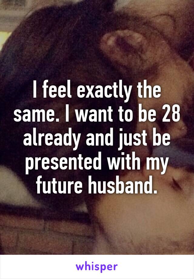 I feel exactly the same. I want to be 28 already and just be presented with my future husband.