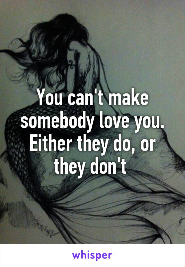 You can't make somebody love you. Either they do, or they don't 