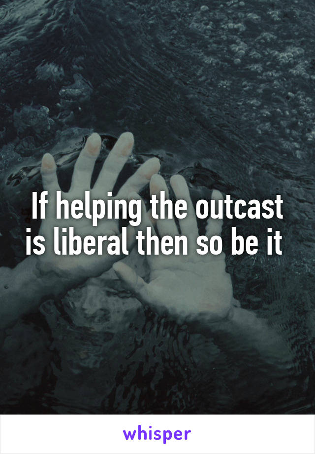 If helping the outcast is liberal then so be it 