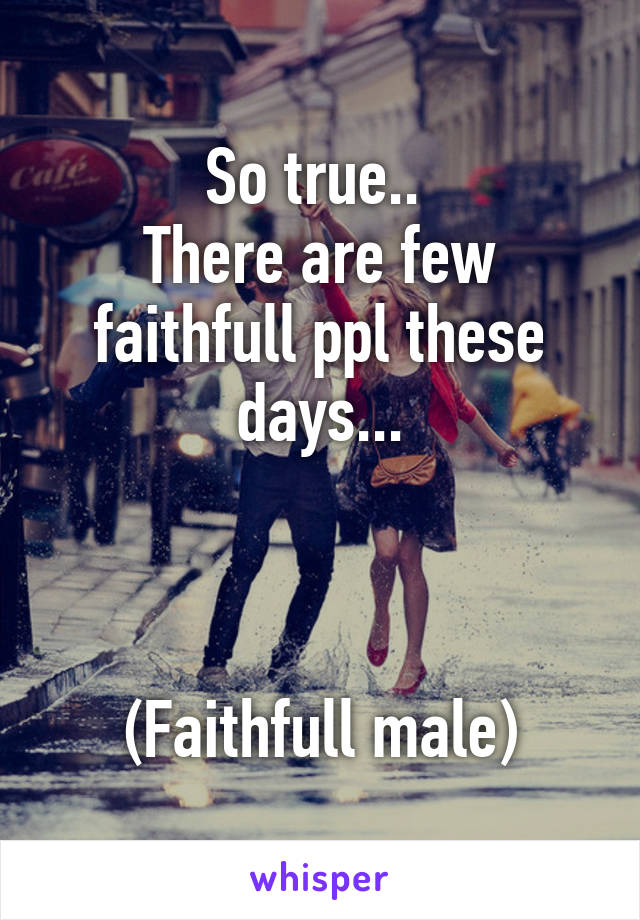 So true.. 
There are few faithfull ppl these days...



(Faithfull male)