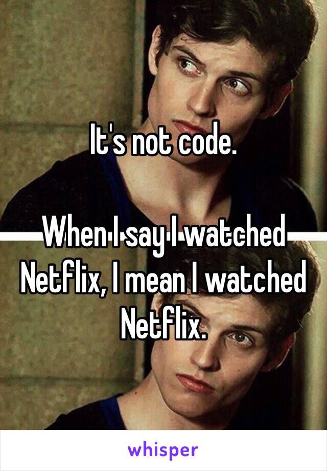 It's not code. 

When I say I watched Netflix, I mean I watched Netflix. 