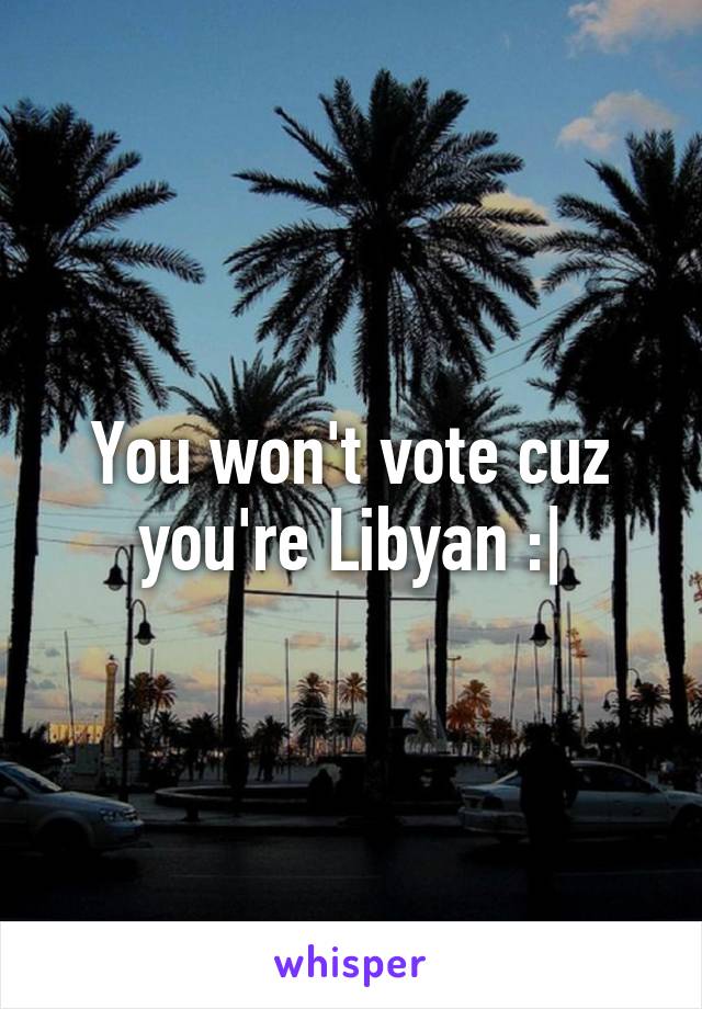 You won't vote cuz you're Libyan :|