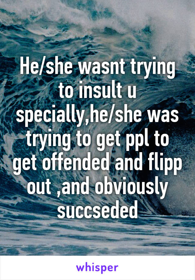 He/she wasnt trying to insult u specially,he/she was trying to get ppl to get offended and flipp out ,and obviously succseded