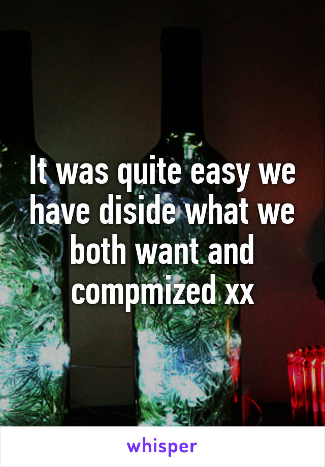 It was quite easy we have diside what we both want and compmized xx