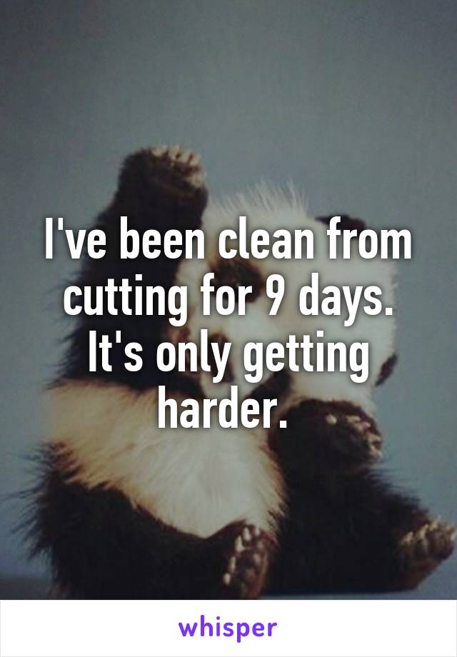 I've been clean from cutting for 9 days. It's only getting harder. 