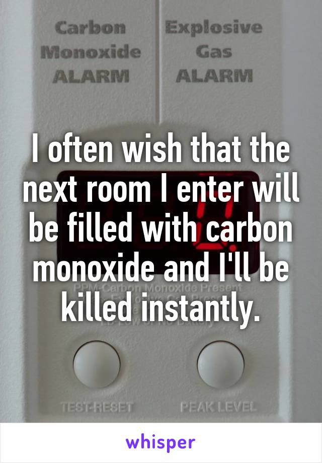 I often wish that the next room I enter will be filled with carbon monoxide and I'll be killed instantly.