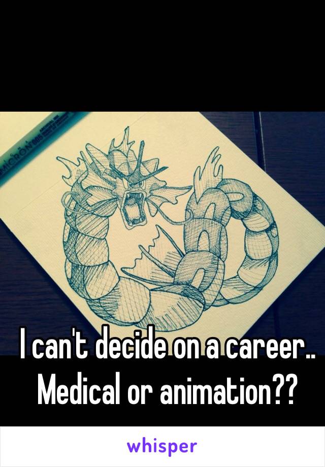 I can't decide on a career..
Medical or animation??
