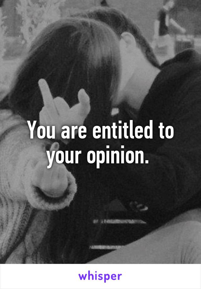 You are entitled to your opinion. 