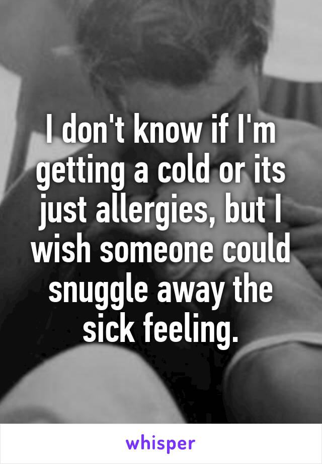 I don't know if I'm getting a cold or its just allergies, but I wish someone could snuggle away the sick feeling.