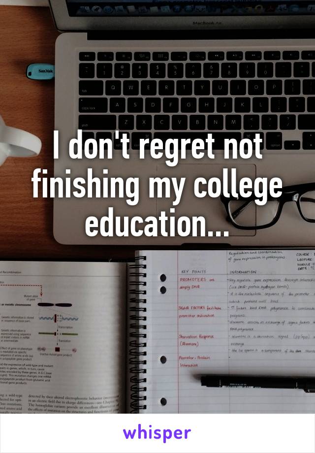 I don't regret not finishing my college education...

