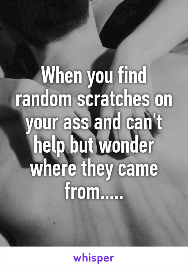 When you find random scratches on your ass and can't help but wonder where they came from.....