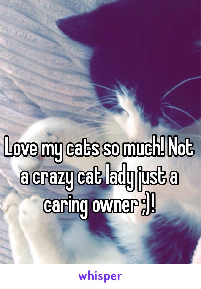 Love my cats so much! Not a crazy cat lady just a caring owner ;)! 