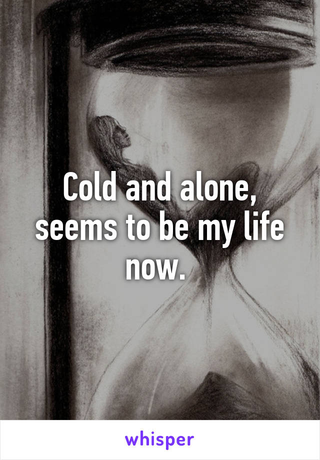 Cold and alone, seems to be my life now. 