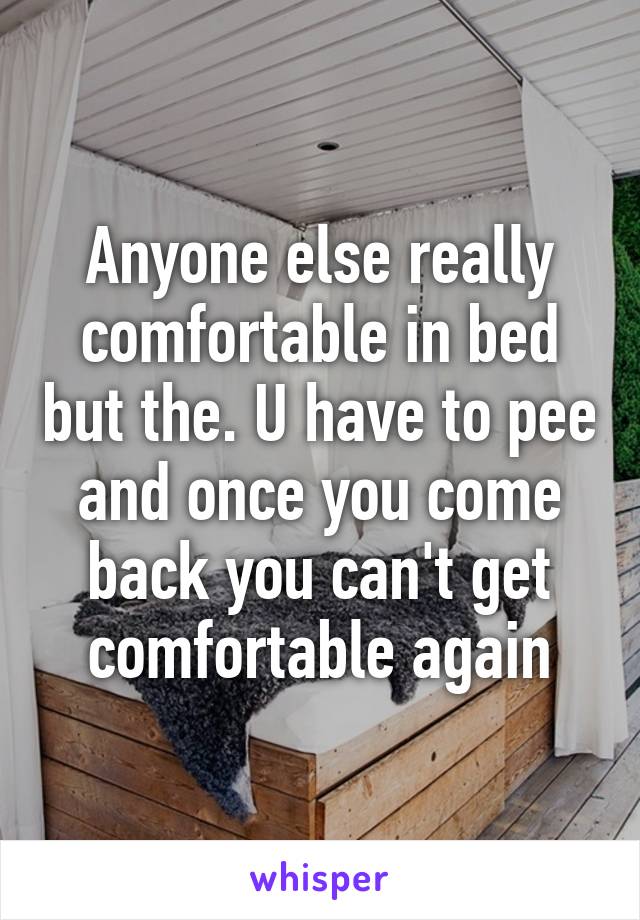 Anyone else really comfortable in bed but the. U have to pee and once you come back you can't get comfortable again