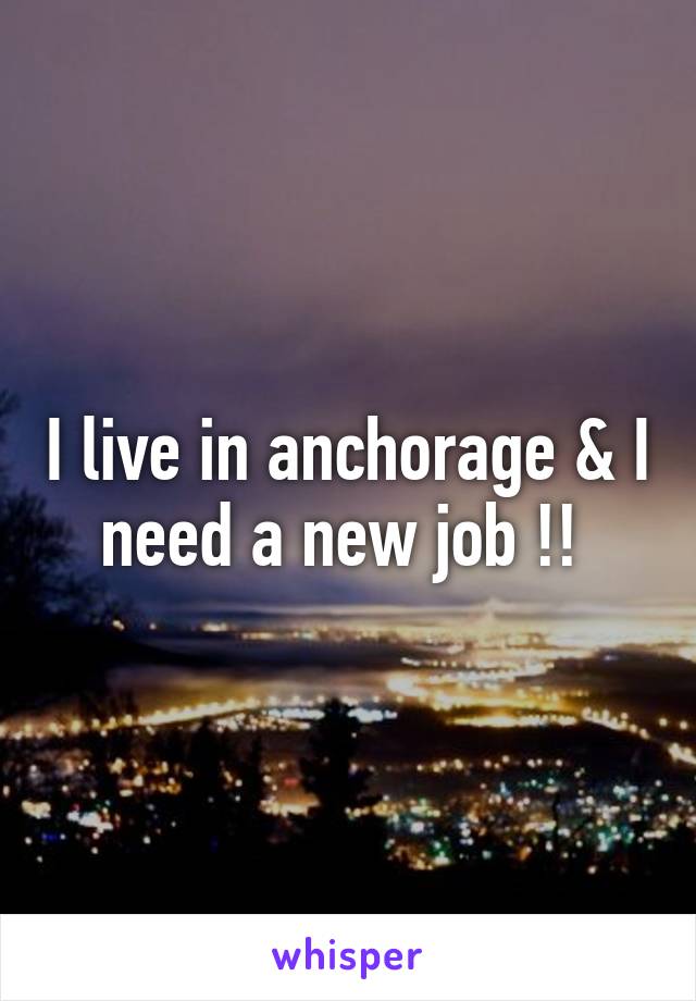 I live in anchorage & I need a new job !! 